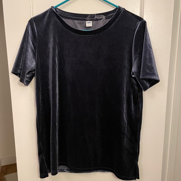 Old Navy - Navy Blue Velvet Short Sleeve Tee - Size S - Picture 1 of 5